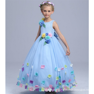 high class gowns baby dancing party fantastic long dresses with flowers appliqued school dancing ball fluffy fairy gowns